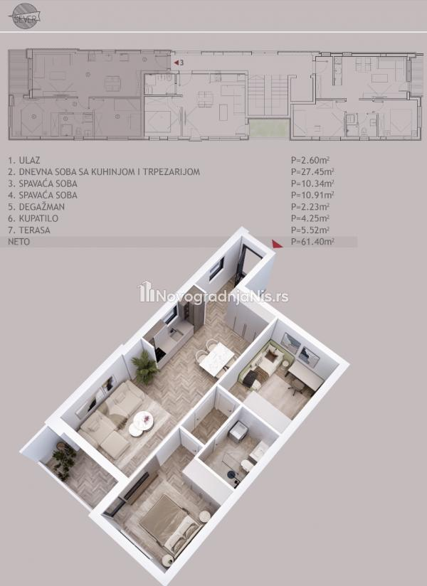 Dvoiposoban stan na prodaju, 61.4m², 122.000€