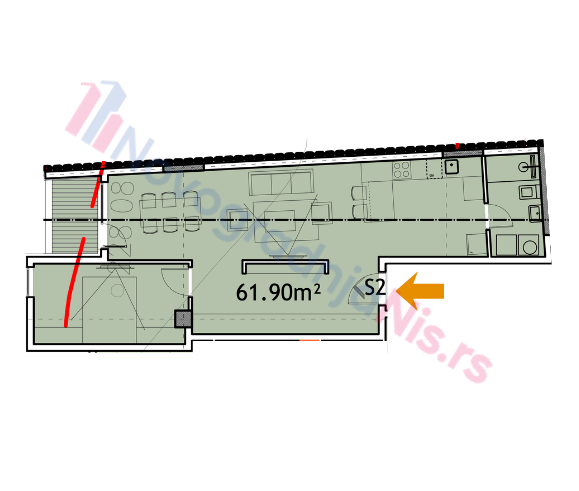 61.90m², 1.5 stan na Panteleju